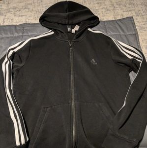 Adidas Black Three Stripe Hoodie